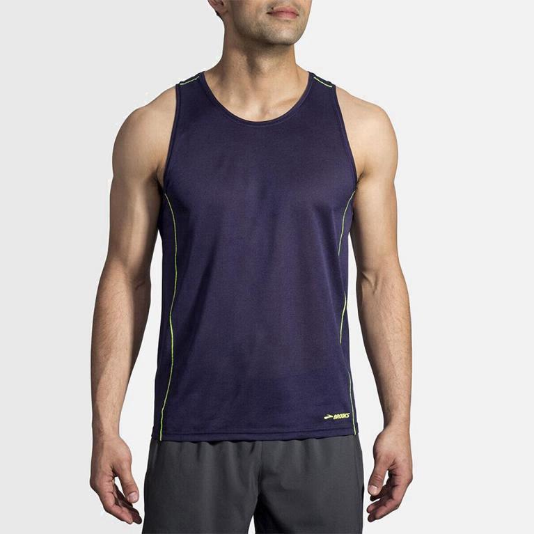 Brooks Ghost Israel - Men's Running Tank Top - Blue (72456-KVZJ)